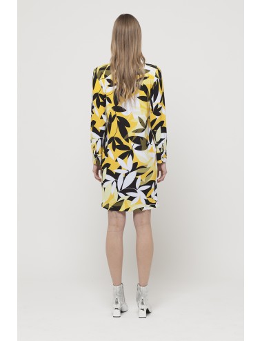 Flower print dress, shirt collar