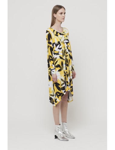 Flower print dress, big round neck