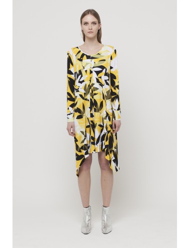 Flower print dress, big round neck