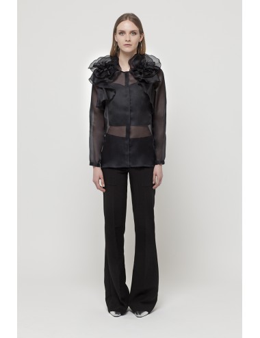 Transparent shirt with maxi flower