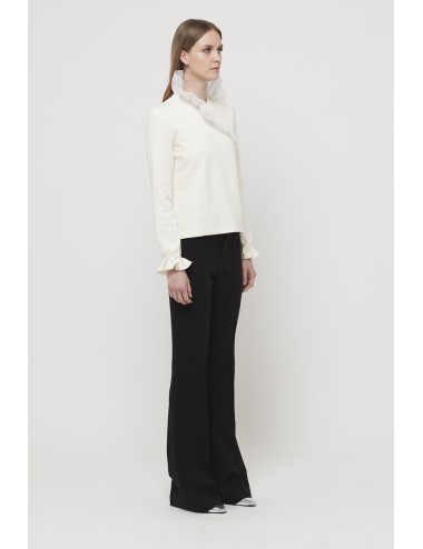 T-shirt with organza ruches around the neck