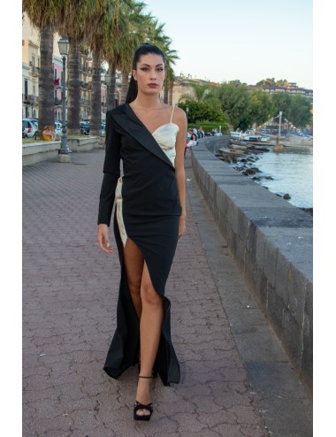 black and gold one shoulder dress