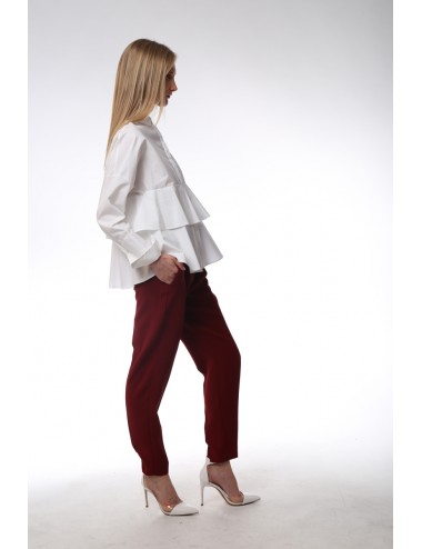 White shirt double ruches. Cotton Popeline.