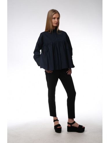 Blue over shirt. Sewing under the breast. Cotton Popeline.