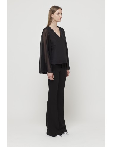 Bat chiffon sleeve neck shirt